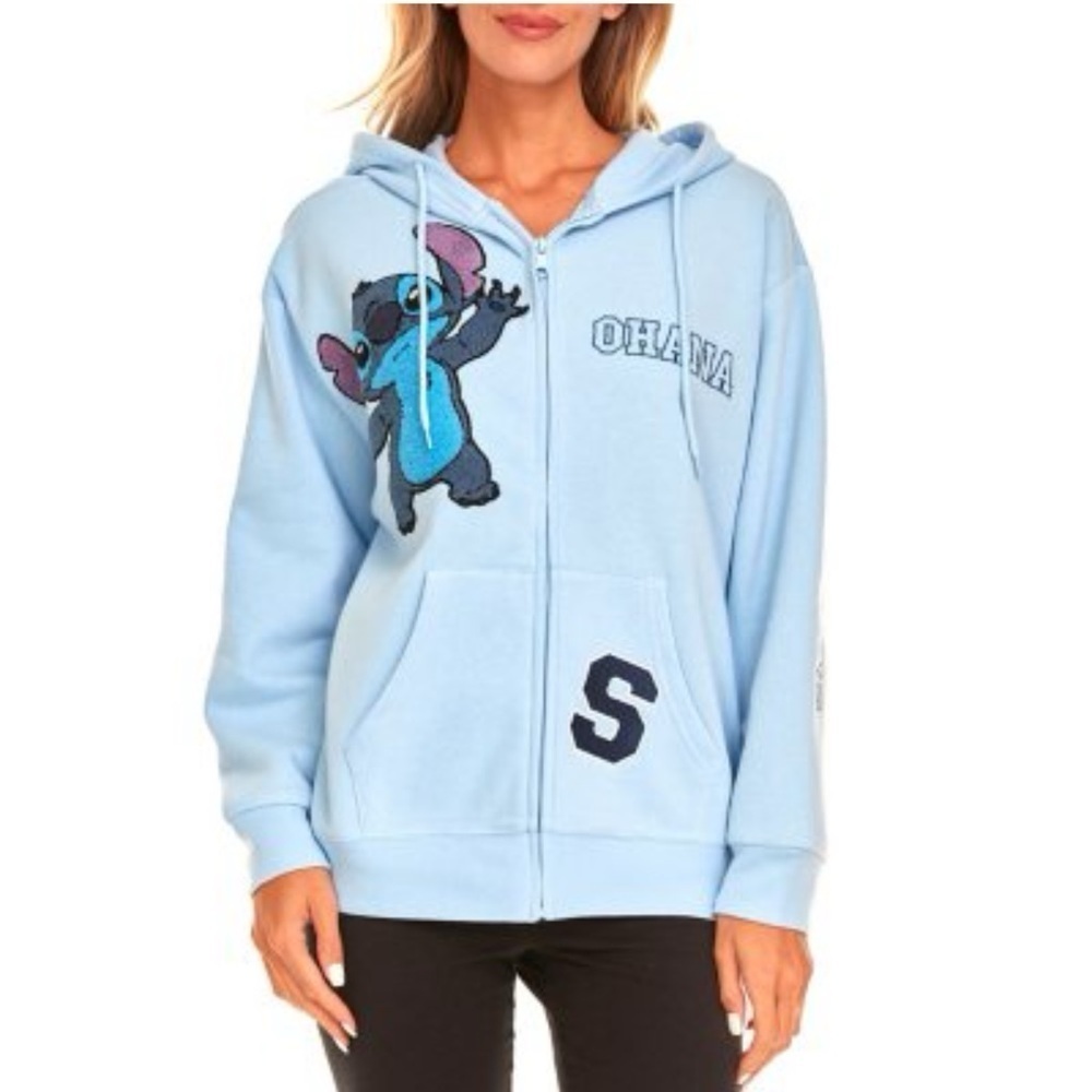 Womens Disney Stitch Full Zip Up Hoodie